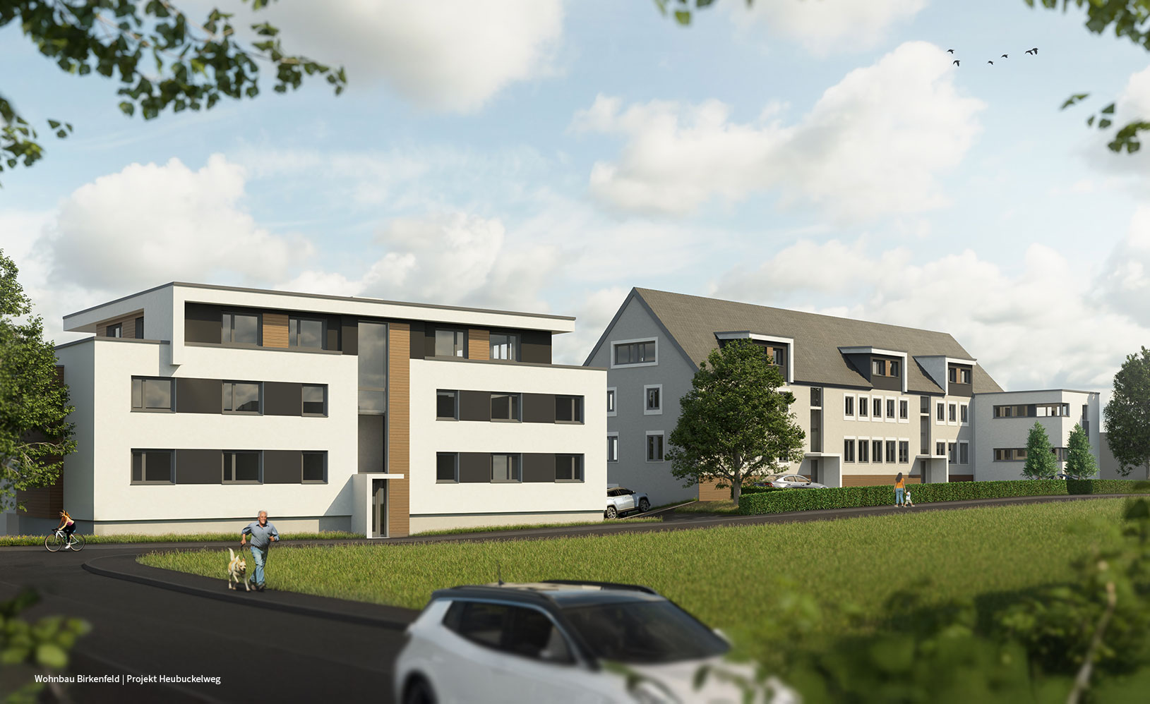 Eine 3D Illustration von 2 Wohnhäusern in Birkenfeld